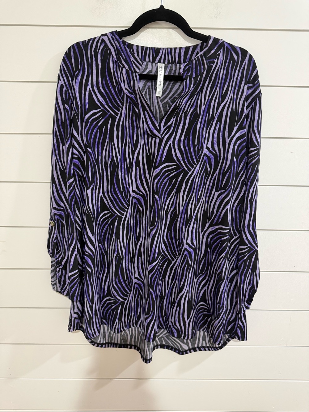 Dear Scarlett  Lizzy Black and Purple Zebra-Print Tunic